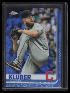 2019 Topps Chrome Blue Wave Refractor 188 Corey Kluber 9/75