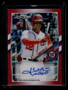 2021 Topps Chrome Update Autographs Red Refractor CUSAJS Juan Soto Auto 2/5