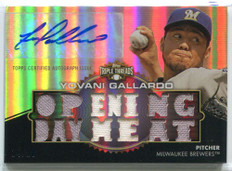 2012 Topps Triple Threads Autographs ttar11 Yovani Gallardo Jersey Auto 14/18