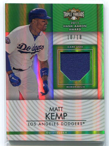 2012 Topps Triple Threads Unity Relics Emerald ur59 Matt Kemp Jersey 10/18