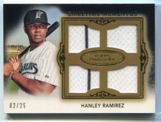 2011 Topps Marquee Gametime Mementos Gold gmqr6 Hanley Ramirez Quad Jersey 2/25