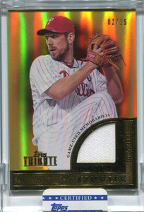 2012 Topps Tribute Tribute to the Stars Relics Gold CL Cliff Lee Jersey 2/15
