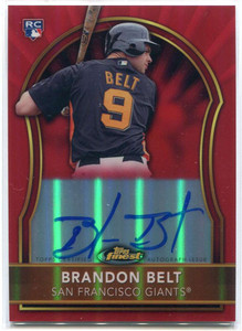 2011 Finest Rookie Autographs Red Refractor 66 Brandon Belt Rookie Auto 7/25