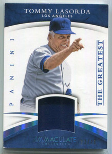 2015 Immaculate The Greatest Materials Blue 12 Tommy Lasorda Jersey 23/49