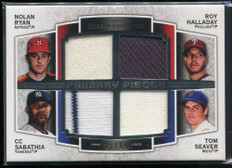 2012 Topps Museum Primary Pieces Halladay Sabathia Seaver Ryan Quad Jersey 25/99