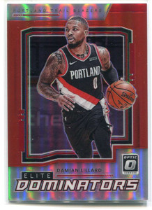 2021-22 Donruss Optic Elite Dominators Red Refractor 9 Damian Lillard 1/99