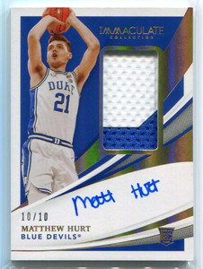 2021-22 Immaculate Collegiate Gold 52 Matthew Hurt Rookie Patch Auto 10/10