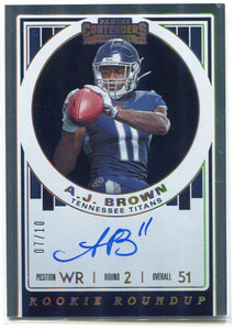 2019 Panini Contenders Roundup Autographs Gold 10 A. J. Brown Rookie Auto 7/10