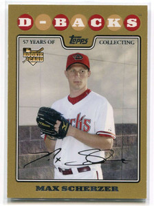 2008 Topps Update Gold Border uh280 Max Scherzer Rookie 772/2008