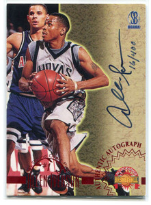 1996 Score Board Autographed Autographs Red 1 Allen Iverson Rookie Auto 16/400