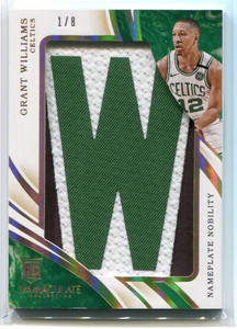 2019-20 Immaculate Nameplate Nobility Grant Williams Rookie Letter Patch 1/1 1/8