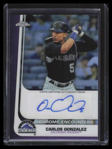 2012 Topps Chrome Chrome Encounters Autographs CG Carlos Gonzalez Auto 1/10