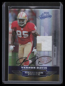 2008 Absolute Gridiron Force Material Autographs Vernon Davis Patch Auto 10/15