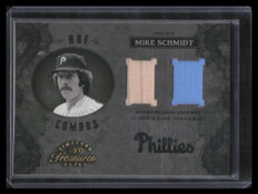 2003 Timeless Treasures HOF Combos 6 Mike Schmidt Dual Bat Jersey 100/100