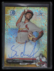 2017 Bowman Chrome Gold Shimmer Refractor Sandy Alcantara Rookie Auto 45/50