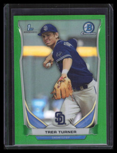 2014 Bowman Chrome Draft Green Refractor cdp10 Trea Turner Rookie 18/150