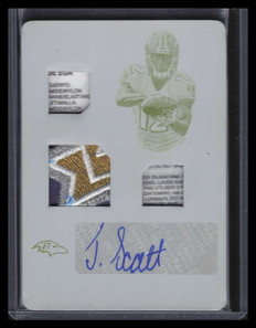 2018 Panini XR Printing Plate 195 Jaleel Scott Rookie Laundry Tag Patch Auto 1/1