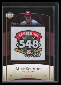 2007 Upper Deck Premier Stitchings Mike Schmidt Career 548 Home Runs Patch 3/10