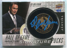 2017-18 UD Trilogy Hall of Fame Signature Pucks HOF Logo Ed Belfour Auto 3/3