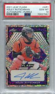 2021 Leaf Flash Purple baar1 Adley Rutschman Rookie Auto 72/75 PSA 10 GEM MT