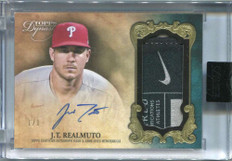 2021 Topps Dynasty Autograph Gold APJR J. T. Realmuto Laundry Tag Patch Auto 1/1