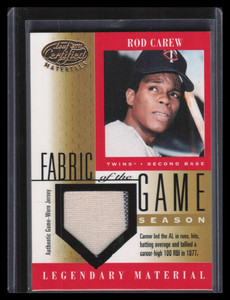2001 Leaf Certified Fabric of the Season Season 23sn Rod Carew Jersey 3/100