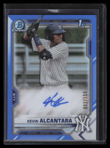 2021 Bowman Chrome Autographs Blue Refractor Kevin Alcantara Rookie Auto 2/150