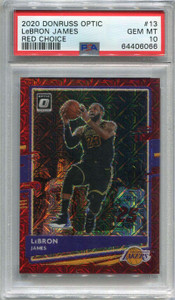 2020-21 Donruss Optic Choice Red Refractor 13 LeBron James 39/88 PSA 10 GEM MT