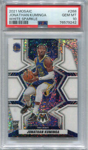 2021-22 Panini Mosaic White Sparkle 268 Jonathan Kuminga DEB Rookie PSA 10 GEM