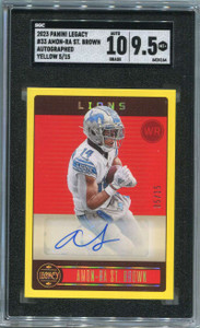 2023 Panini Legacy Autographs Yellow 33 Amon-Ra St. Brown Auto 5/15 SGC 9.5 MT+