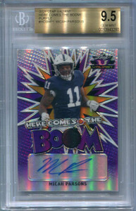 2021 Leaf Valiant Here Comes the Boom! Micah Parsons Rookie Auto 23/25 BGS 9.5 9