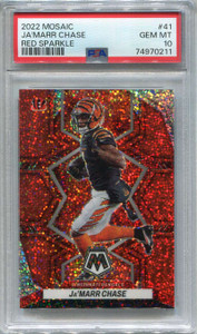 2022 Panini Mosaic Red Sparkle Refractor 41 Ja'Marr Chase PSA 10 GEM MT