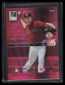 2004 Donruss Elite Extra Passing the Torch 10 Doerr Dustin Pedroia Rookie 23/500