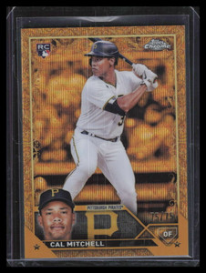 2023 Topps Chrome Gilded Gold Etch Wave Refractor 148 Cal Mitchell Rookie 75/75