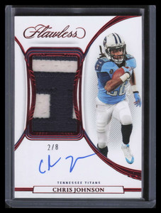 2022 Panini Flawless Patch Autographs Ruby 11 Chris Johnson Patch Auto 2/8