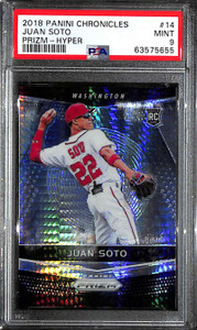 2018 Panini Prizm Hyper Refractor 14 Juan Soto Rookie 188/299 PSA 9 MINT