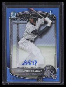 2025 Bowman Chrome Autographs Blue Refractor Ashly Andujar Rookie Auto 116/150