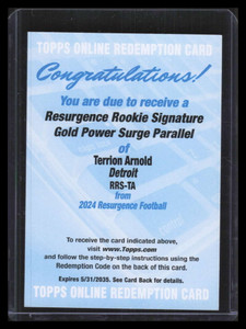 2024 Topps Resurgence Rookie Signatures Gold Surge Terrion Arnold RC Auto /50