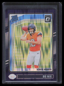 2024 Donruss Optic Purple Shock Refractor 209 Bo Nix RR Rated Rookie 153112