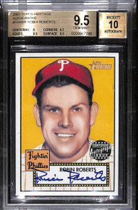 2001 Topps Heritage Autographs THHAR Robin Roberts Auto BGS 9.5 GEM MINT 10