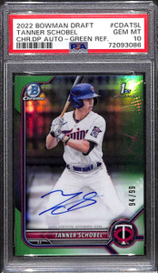 2022 Bowman Chrome Draft Green Refractor Tanner Schobel Rookie Auto 94/99 PSA 10