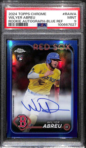 2024 Topps Chrome Autographs Blue Refractor Wilyer Abreu RC Auto 141/150 PSA 9