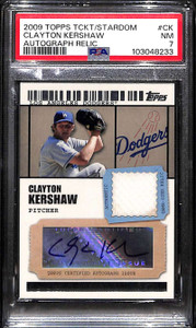 SOLD 171895 2009 Topps Ticket to Stardom Autograph Clayton Kershaw Jersey Auto 118/489 PSA 7