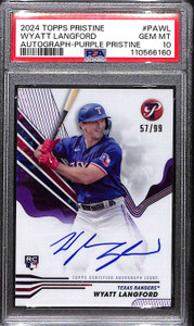 2024 Topps Pristine Autograph Purple Refractor Wyatt Langford RC Auto /99 PSA 10