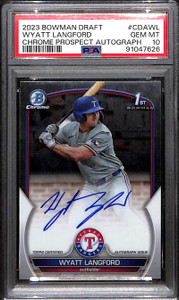 2023 Bowman Chrome Draft Autographs CDAWL Wyatt Langford Rookie Auto PSA 10