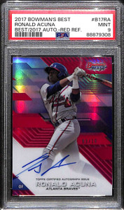 2017 Bowman's Best Autographs Red Refractor Ronald Acuna Jr. RC Auto 3/10 PSA 9