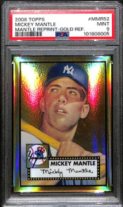 2008 Topps Factory Mantle Gold Refractor mmr52 Mickey Mantle 52t 1952 PSA 9 MINT