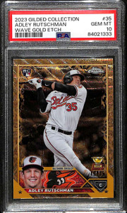 2023 Topps Chrome Gilded Gold Etch Wave Refractor Adley Rutschman RC /75 PSA 10