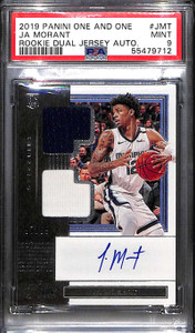 2019-20 Panini One and One Autographs Ja Morant RC Dual Jersey Auto 97/99 PSA 9