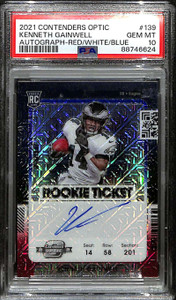 2021 Panini Contenders Optic Red White Blue Kenneth Gainwell RC Auto 4/13 PSA 10